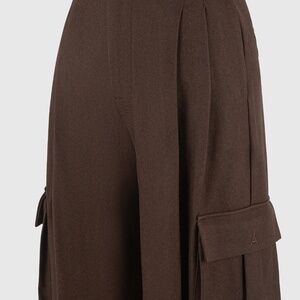 Maniere De Voir Danielle in Brown Tailored Pleated Cargo Trousers | Size US 8